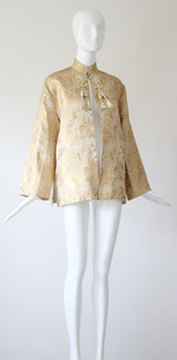 "Golen Pagodas" Vintage 1950's Gold Lurex Brocade Jacket UK 14 US 10