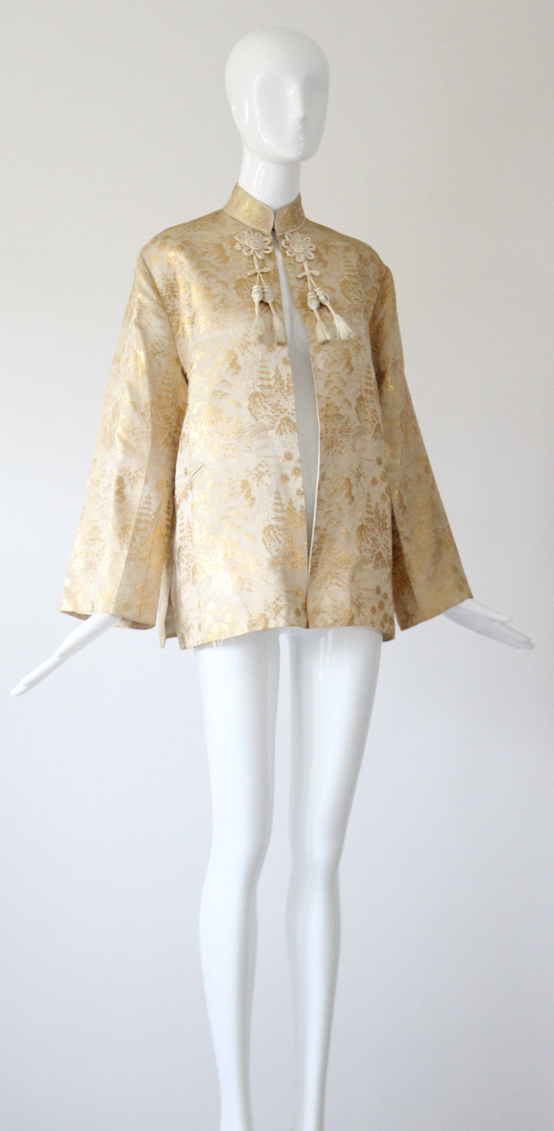 "Golen Pagodas" Vintage 1950's Gold Lurex Brocade Jacket UK 14 US 10