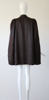 "Bitter Chocolate Polkadots" Vintage 1940's Bitter Chocolate Brown & Cream Polkadot Cape UK 8-10 US 4-6