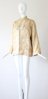 "Golen Pagodas" Vintage 1950's Gold Lurex Brocade Jacket UK 14 US 10