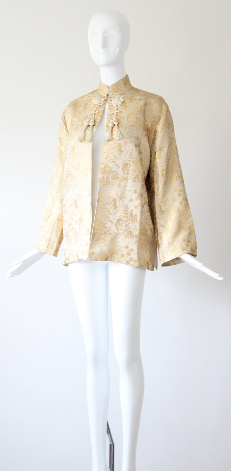 "Golen Pagodas" Vintage 1950's Gold Lurex Brocade Jacket UK 14 US 10