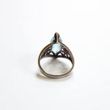 "Silver Daisies & Precious Stone" Vintage 1940's Arthur M. Anderson Sterling Silver Ring UK L.5 US 6