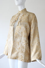 "Golen Pagodas" Vintage 1950's Gold Lurex Brocade Jacket UK 14 US 10