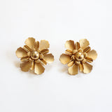 "Textured Flowers" Vintage 1950's Emmons Statement Textured Flower Clip on Earrings