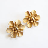 "Textured Flowers" Vintage 1950's Emmons Statement Textured Flower Clip on Earrings