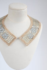 "Ice Florals" Vintage 1950's Grey Bead & Champagne Pearl Beaded Collar