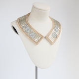 "Ice Florals" Vintage 1950's Grey Bead & Champagne Pearl Beaded Collar