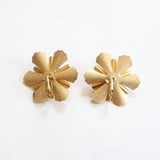 "Textured Flowers" Vintage 1950's Emmons Statement Textured Flower Clip on Earrings