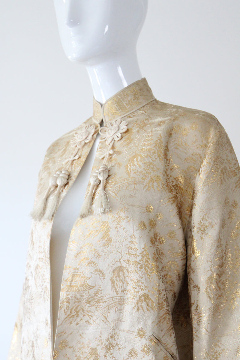 "Golen Pagodas" Vintage 1950's Gold Lurex Brocade Jacket UK 14 US 10