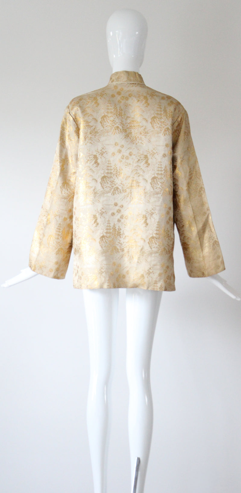 "Golen Pagodas" Vintage 1950's Gold Lurex Brocade Jacket UK 14 US 10