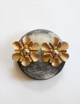 "Textured Flowers" Vintage 1950's Emmons Statement Textured Flower Clip on Earrings