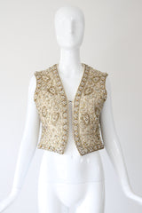 "Larry Aldrich" Vintage 1960's Marie McCarthy For Larry Aldrich Beaded & Embroidered Waistcoat UK 10 US 6