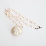 "Pearl & Shell" Vintage Pearl & Seashell Sterling Silver Necklace