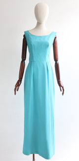"Tiffany Blue" Vintage 1960's Silk Chiffon Tiffany Blue Dress UK 10 US 6