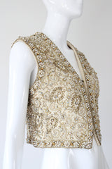 "Larry Aldrich" Vintage 1960's Marie McCarthy For Larry Aldrich Beaded & Embroidered Waistcoat UK 10 US 6