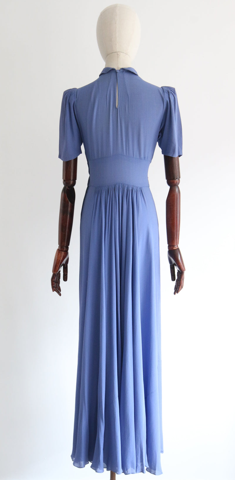 "Cornflower Blue Silk & Lamé" Vintage 1930's Cornflower Blue Silk & Lamé Dress UK 8 US 4