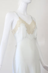"Palest Blue Silk & Lace" Vintage 1930's Silk & Lace Bias Cut Gown UK 8 US 4