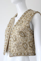 "Larry Aldrich" Vintage 1960's Marie McCarthy For Larry Aldrich Beaded & Embroidered Waistcoat UK 10 US 6