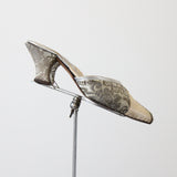 "Silver Lamé & Champagne Satin" Vintage 1930's Lamé & Satin Mule Slippers UK 3 US 5 EU 36