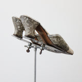 "Silver Lamé & Champagne Satin" Vintage 1930's Lamé & Satin Mule Slippers UK 3 US 5 EU 36