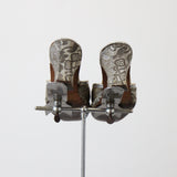 "Silver Lamé & Champagne Satin" Vintage 1930's Lamé & Satin Mule Slippers UK 3 US 5 EU 36