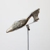 "Silver Lamé & Champagne Satin" Vintage 1930's Lamé & Satin Mule Slippers UK 3 US 5 EU 36