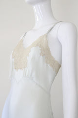 "Palest Blue Silk & Lace" Vintage 1930's Silk & Lace Bias Cut Gown UK 8 US 4