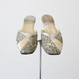 "Silver Lamé & Champagne Satin" Vintage 1930's Lamé & Satin Mule Slippers UK 3 US 5 EU 36
