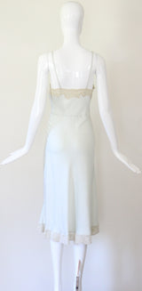 "Palest Blue Silk & Lace" Vintage 1930's Silk & Lace Bias Cut Gown UK 8 US 4