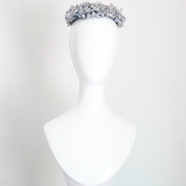 "Bluebells" Vintage 1960's Soft Blue Floral Pill Box Hat