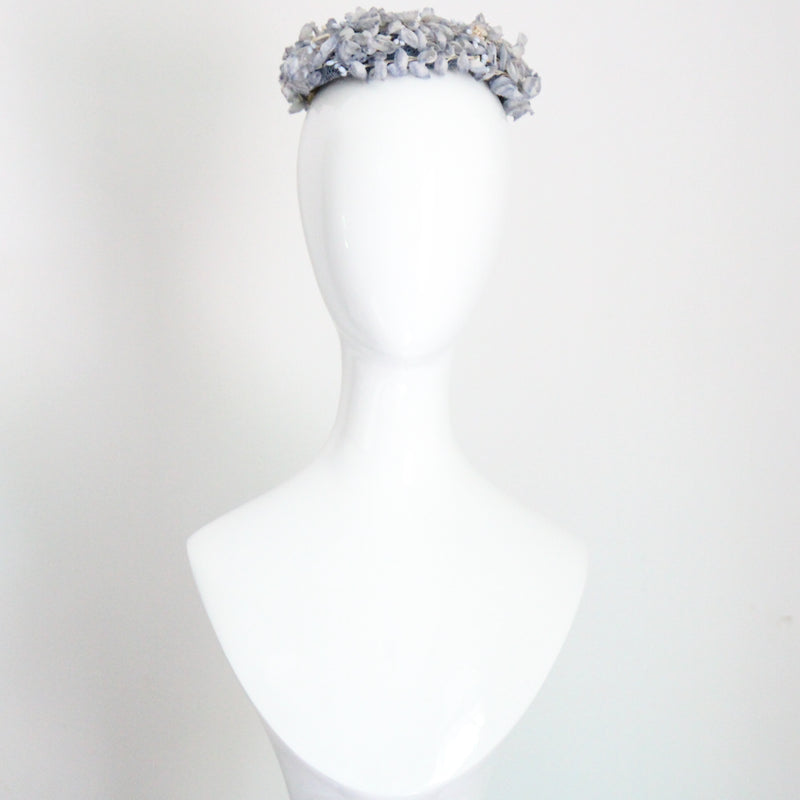 "Bluebells" Vintage 1960's Soft Blue Floral Pill Box Hat