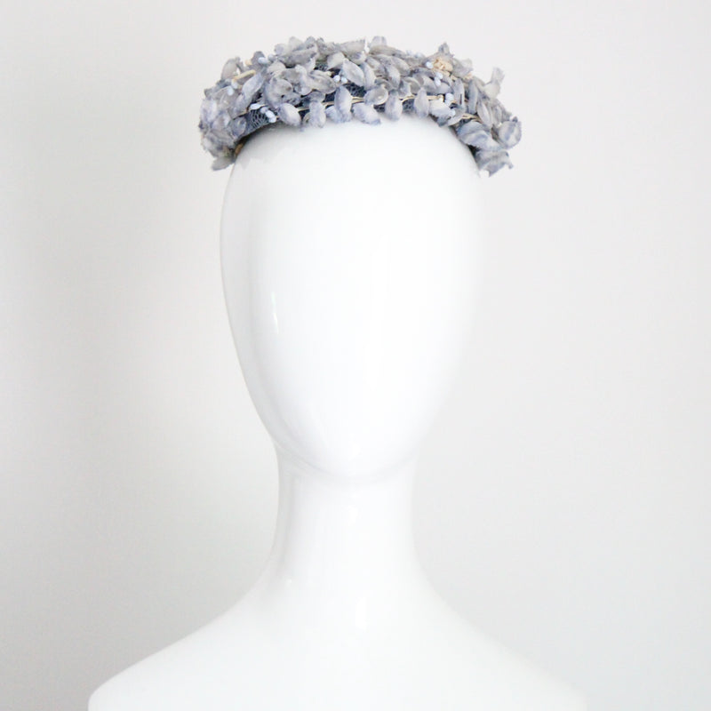 "Bluebells" Vintage 1960's Soft Blue Floral Pill Box Hat