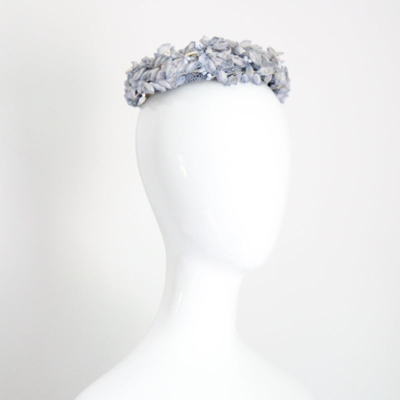 "Bluebells" Vintage 1960's Soft Blue Floral Pill Box Hat