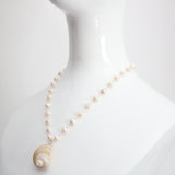 "Pearl & Shell" Vintage Pearl & Seashell Sterling Silver Necklace