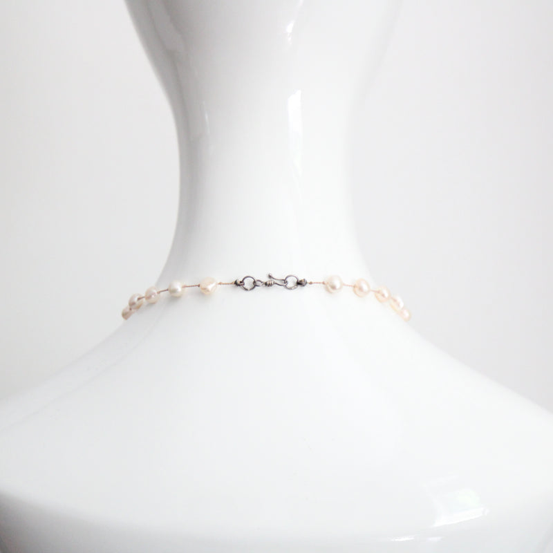"Pearl & Shell" Vintage Pearl & Seashell Sterling Silver Necklace