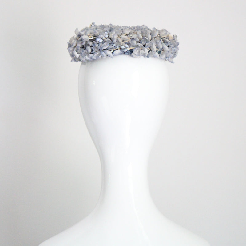 "Bluebells" Vintage 1960's Soft Blue Floral Pill Box Hat