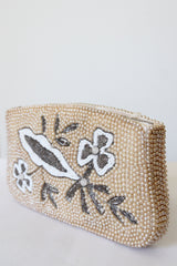 "Pearl Florals" Vintage 1950's Pearlescent Beaded Clutch Bag