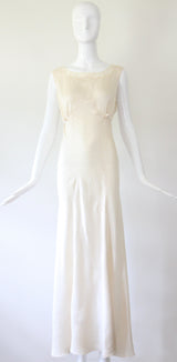 "Cream Lace & Satin" Vintage 1930's Cream Lace & Satin Gown UK 10 US 6