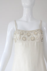 "Cream Silk & Sequins" Vintage 1960's Cream Silk & Sequin Cocktail Dress UK 8-10 US 4-6