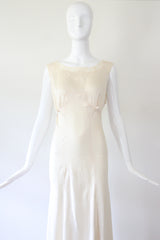 "Cream Lace & Satin" Vintage 1930's Cream Lace & Satin Gown UK 10 US 6