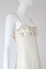 "Cream Silk & Sequins" Vintage 1960's Cream Silk & Sequin Cocktail Dress UK 8-10 US 4-6