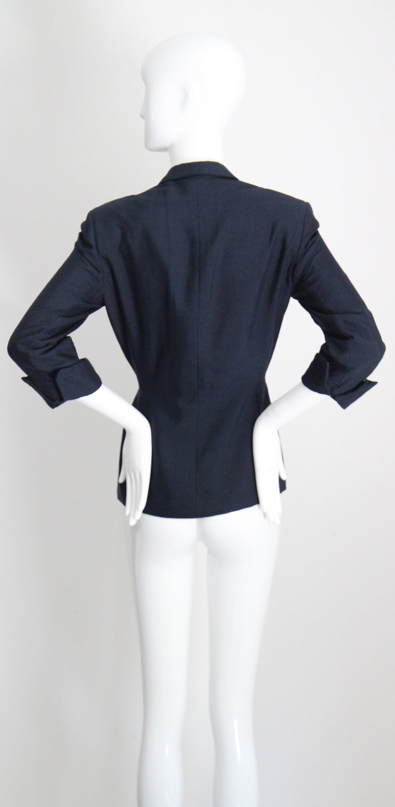 "The Timekeeper" Vintage 1940's Navy Blue Silk & Roman Numeral Jacket UK 8 US 4