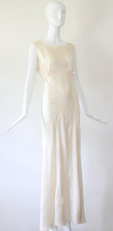 "Cream Lace & Satin" Vintage 1930's Cream Lace & Satin Gown UK 10 US 6