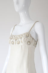 "Cream Silk & Sequins" Vintage 1960's Cream Silk & Sequin Cocktail Dress UK 8-10 US 4-6