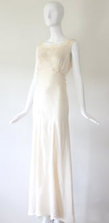 "Cream Lace & Satin" Vintage 1930's Cream Lace & Satin Gown UK 10 US 6