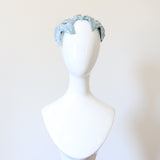 "Ice Blue Velvet" Vintage 1950's Ice Blue Velvet & Rhinestone Bandeau Hat