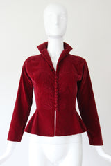 "Autumn Velvet" Vintage 1940's Berry Red Velvet Jacket UK 8 US 4