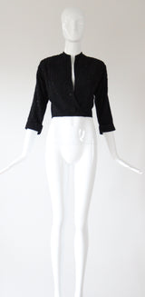 "Glass Beadwork" Vintage Late 1940's Black Beaded Jacket UK 8 US 4
