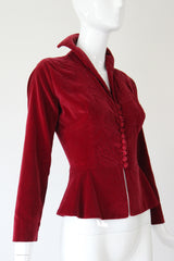 "Autumn Velvet" Vintage 1940's Berry Red Velvet Jacket UK 8 US 4