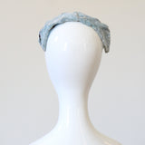 "Ice Blue Velvet" Vintage 1950's Ice Blue Velvet & Rhinestone Bandeau Hat